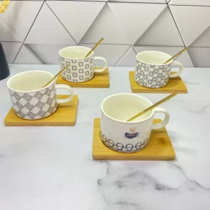 ست فنجون و زیره چوبی