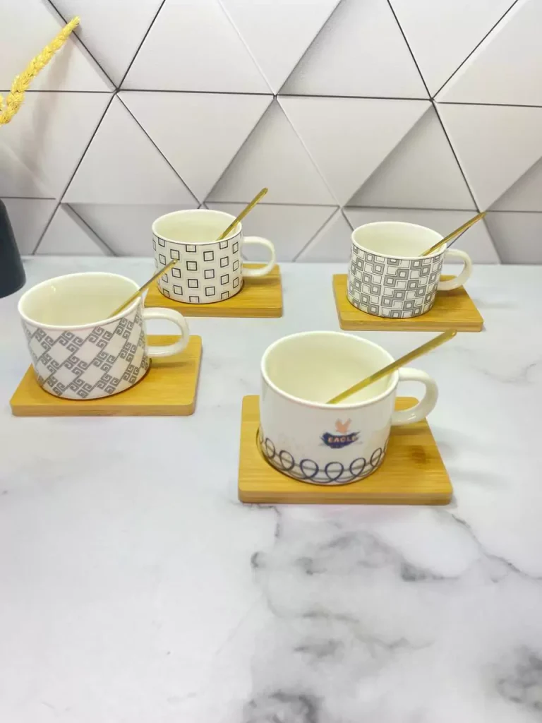 ست فنجون و زیره چوبی