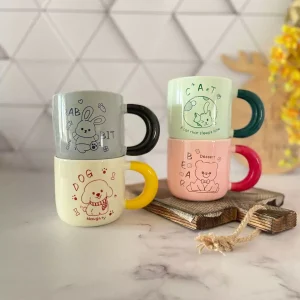 ماگ فانتزی دسته رنگی