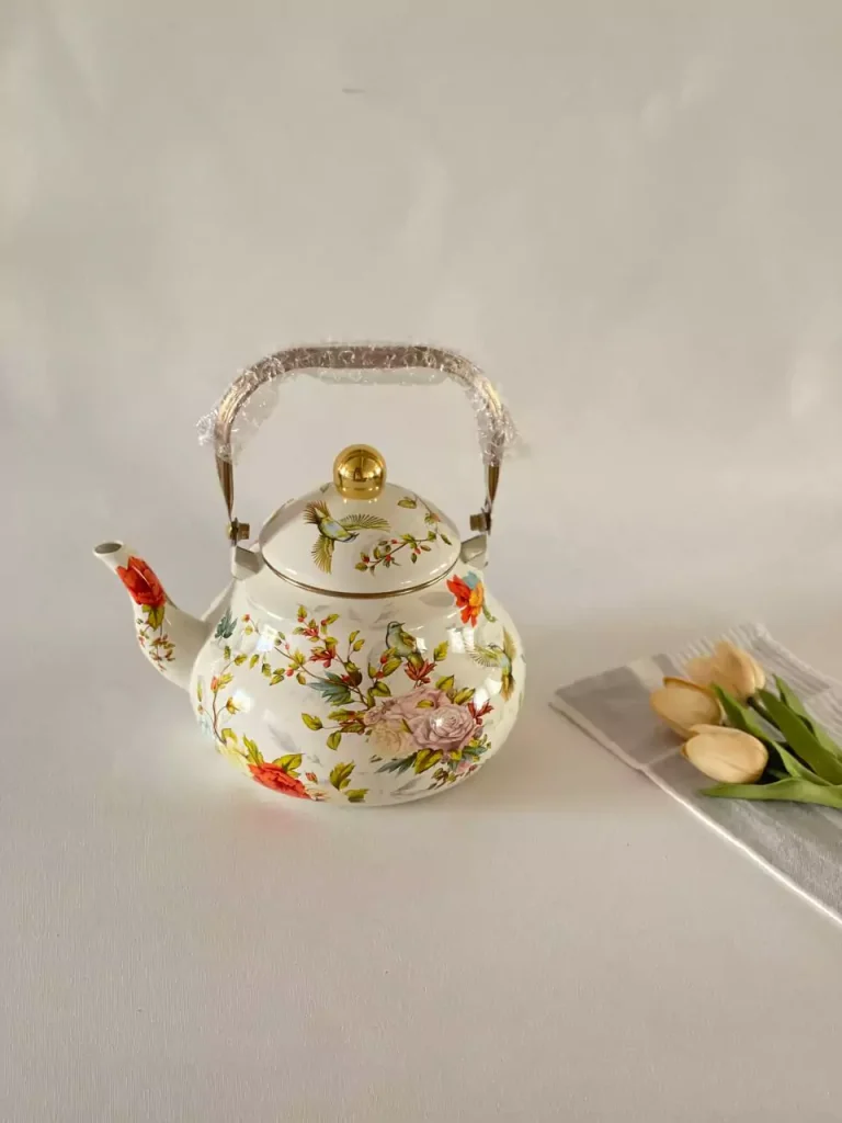 کتری لعابی طرح گل
